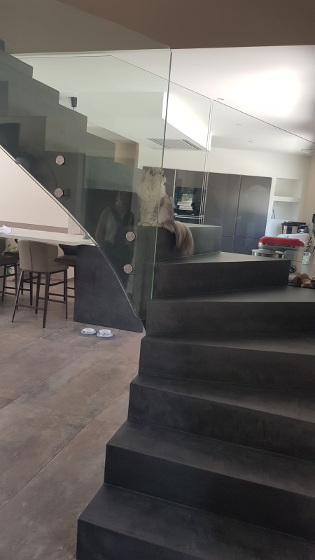 BETON CIRE SUR UN ESCALIER EN BETON BRUT A MACON